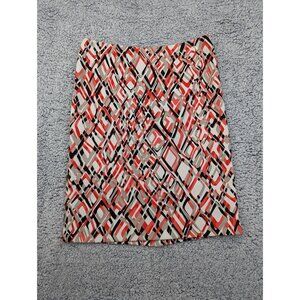 Kasper Knee Length Pencil Skirt Womens 10 Colorful Artsy Lightweight Stretch